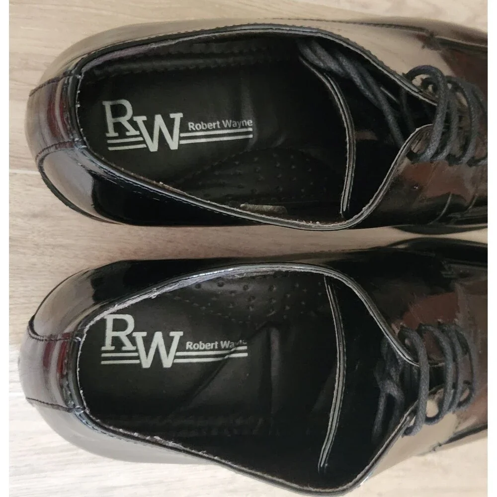 RW by Robert Wayne Men's Shoes Size 9D Black Shiny Oxford Dress Lace-Up Dirk